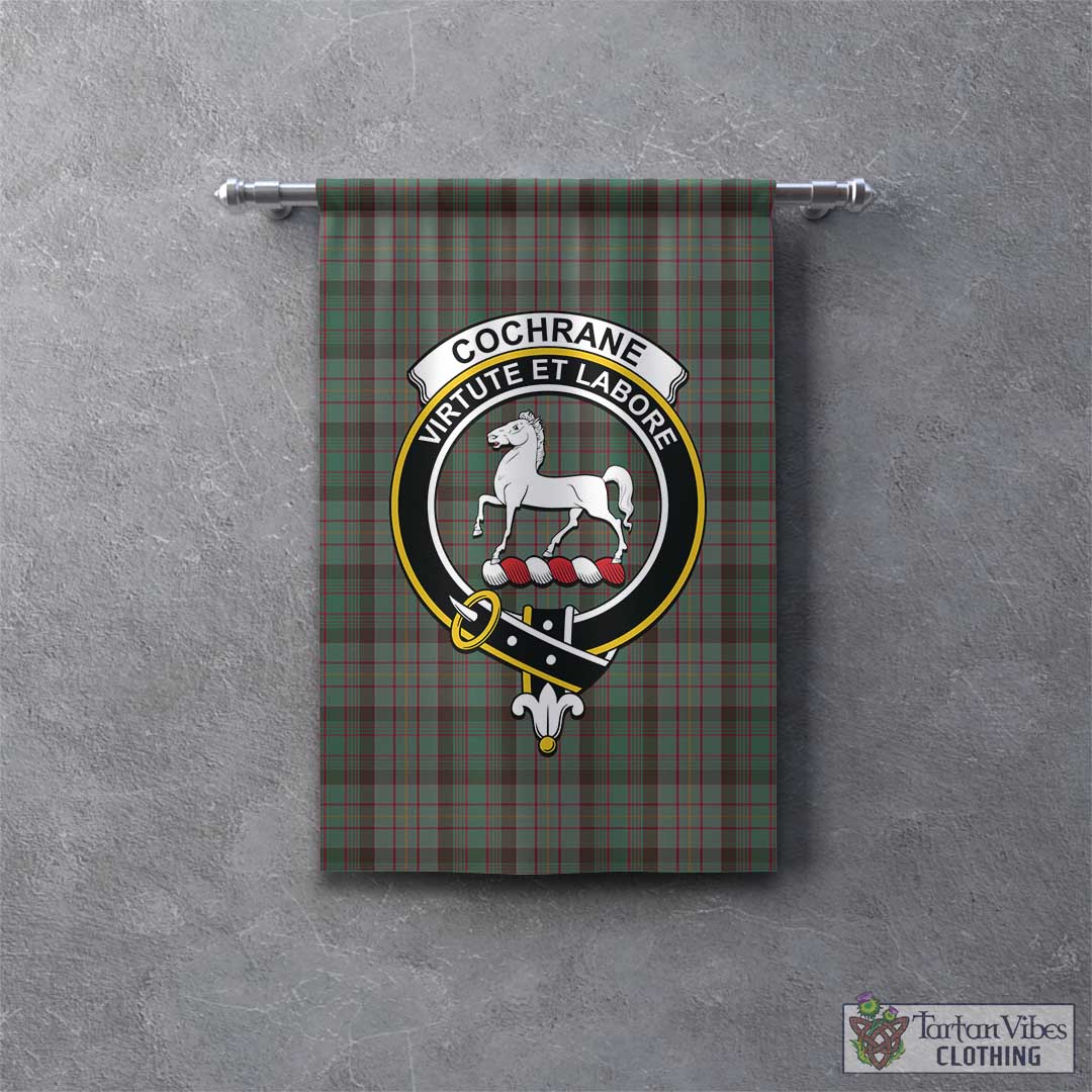 Tartan Vibes Clothing Cochrane Hunting Tartan Gonfalon, Tartan Banner with Family Crest