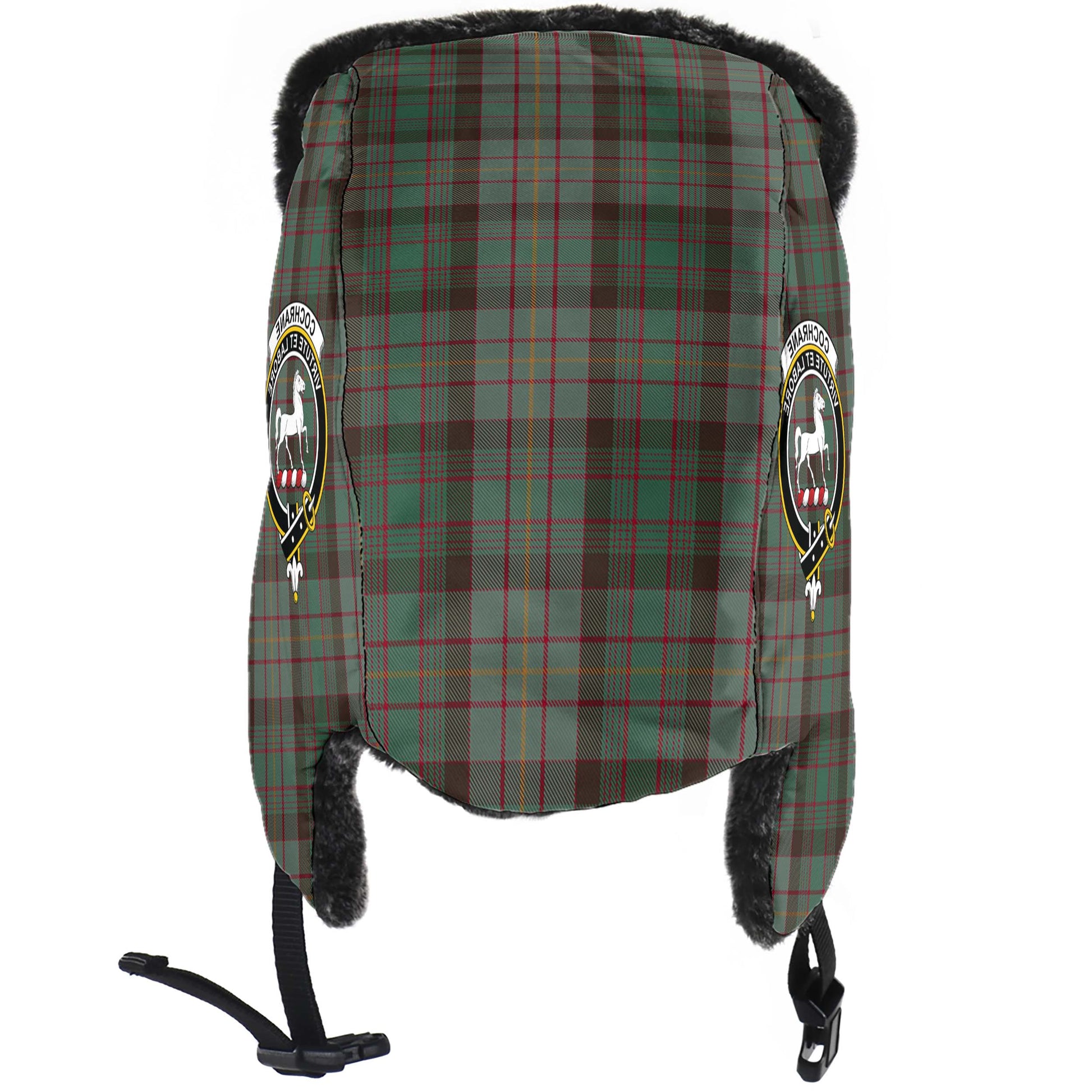 Cochrane Hunting Tartan Winter Trapper Hat with Family Crest - Tartanvibesclothing