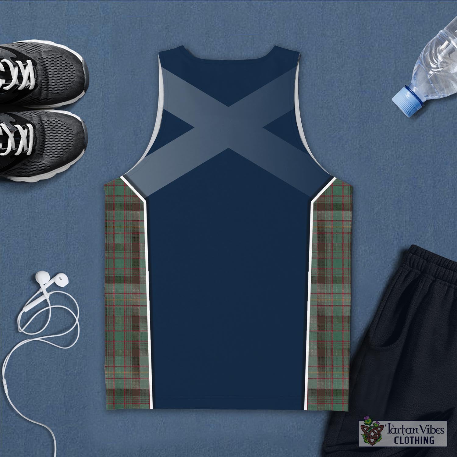 Tartan Vibes Clothing Cochrane Hunting Tartan Men's Tanks Top with Family Crest and Scottish Thistle Vibes Sport Style