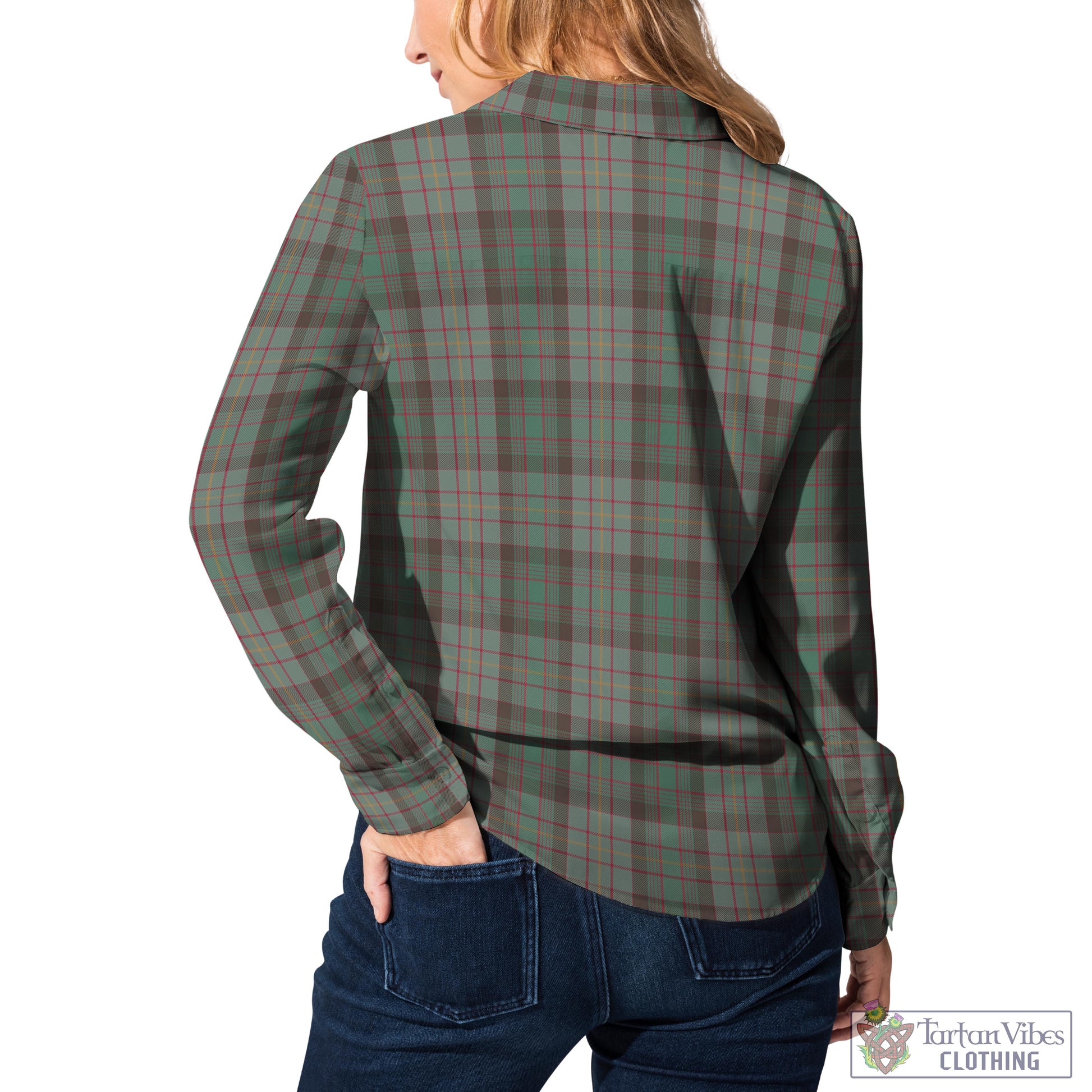 Tartan Vibes Clothing Cochrane Hunting Tartan Womens Casual Shirt with Family Crest