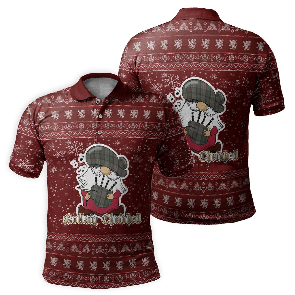 Cochrane Hunting Clan Christmas Family Polo Shirt with Funny Gnome Playing Bagpipes - Tartanvibesclothing