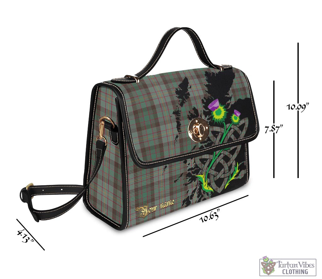 Tartan Vibes Clothing Cochrane Hunting Tartan Waterproof Canvas Bag with Scotland Map and Thistle Celtic Accents