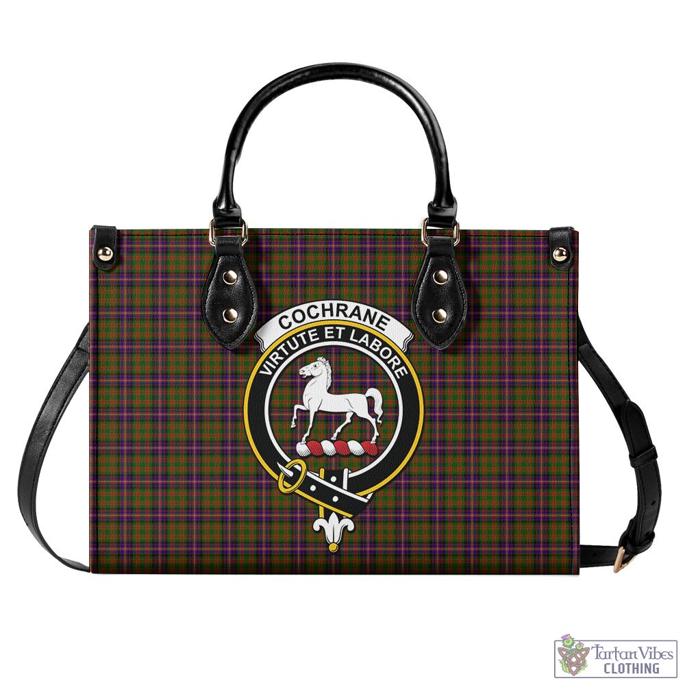 Tartan Vibes Clothing Cochrane Modern Tartan Luxury Leather Handbags with Family Crest