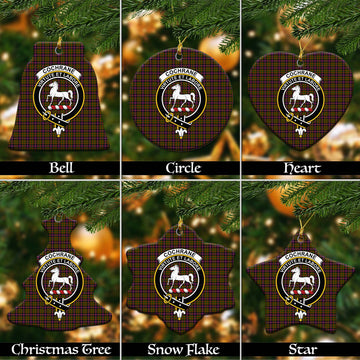 Cochrane Modern Tartan Christmas Ceramic Ornaments with Family Crest