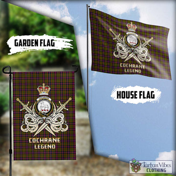 Cochrane Modern Tartan Flag with Clan Crest and the Golden Sword of Courageous Legacy