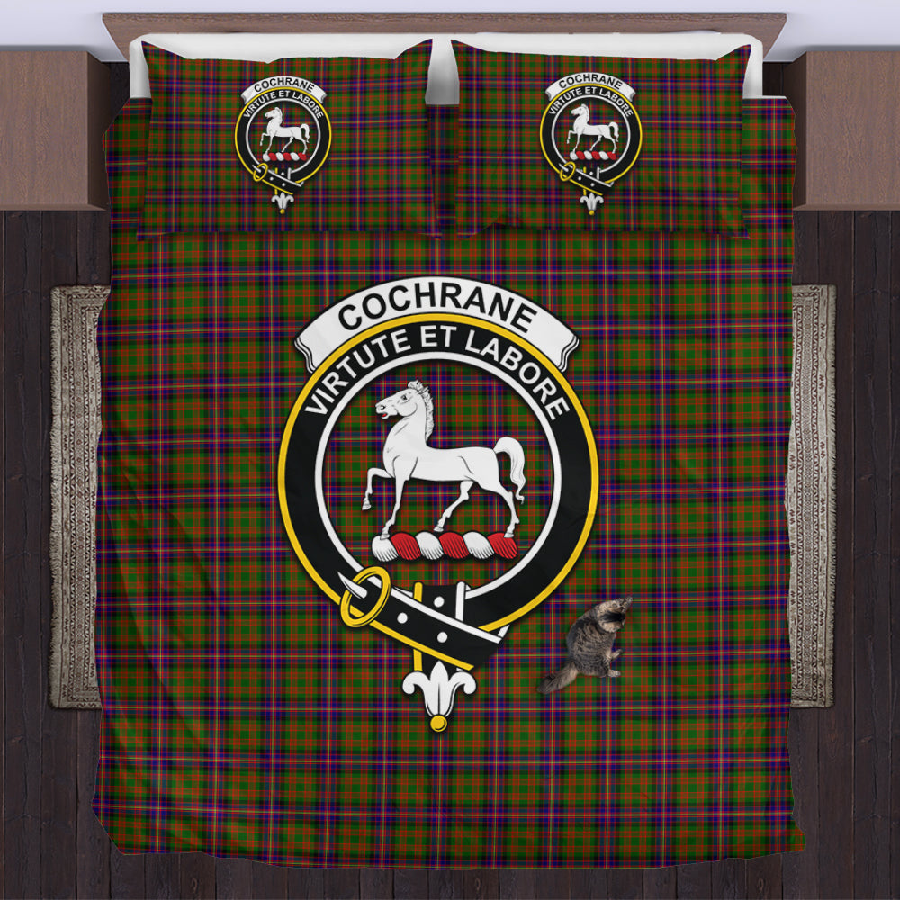 Cochrane Modern Tartan Bedding Set with Family Crest US Bedding Set - Tartan Vibes Clothing