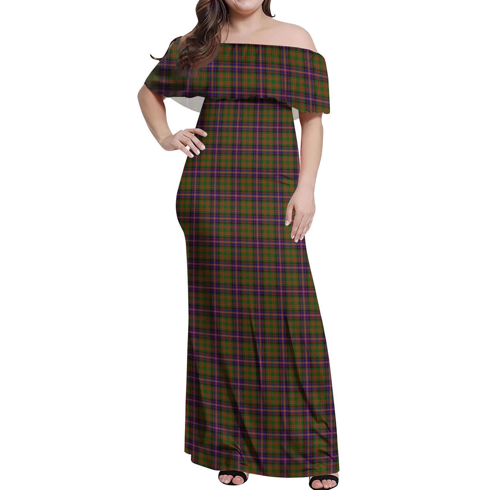 Cochrane Modern Tartan Off Shoulder Long Dress Women's Dress - Tartanvibesclothing