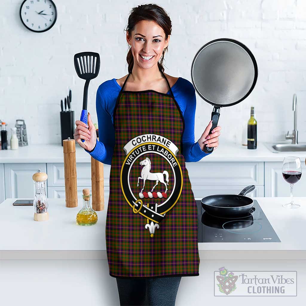 Cochrane Modern Tartan Apron with Family Crest Black S 38x47 cm - Tartan Vibes Clothing