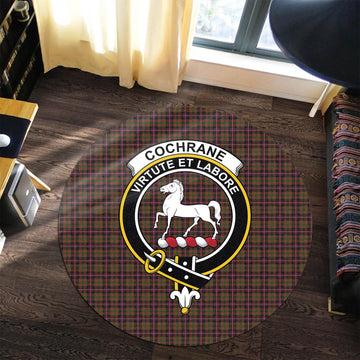 Cochrane Modern Tartan Round Rug with Family Crest