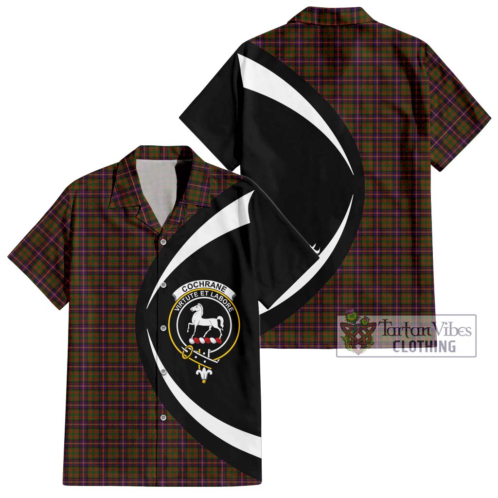 Cochrane Modern Tartan Short Sleeve Button Up with Family Crest Circle Style Kid - Tartan Vibes Clothing