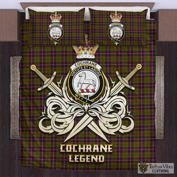 Cochrane Modern Tartan Bedding Set with Clan Crest and the Golden Sword of Courageous Legacy