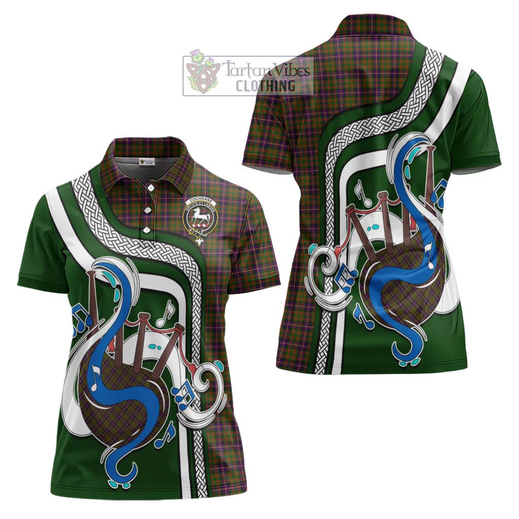 Cochrane Modern Tartan Women's Polo Shirt with Epic Bagpipe Style Women - Tartanvibesclothing Shop