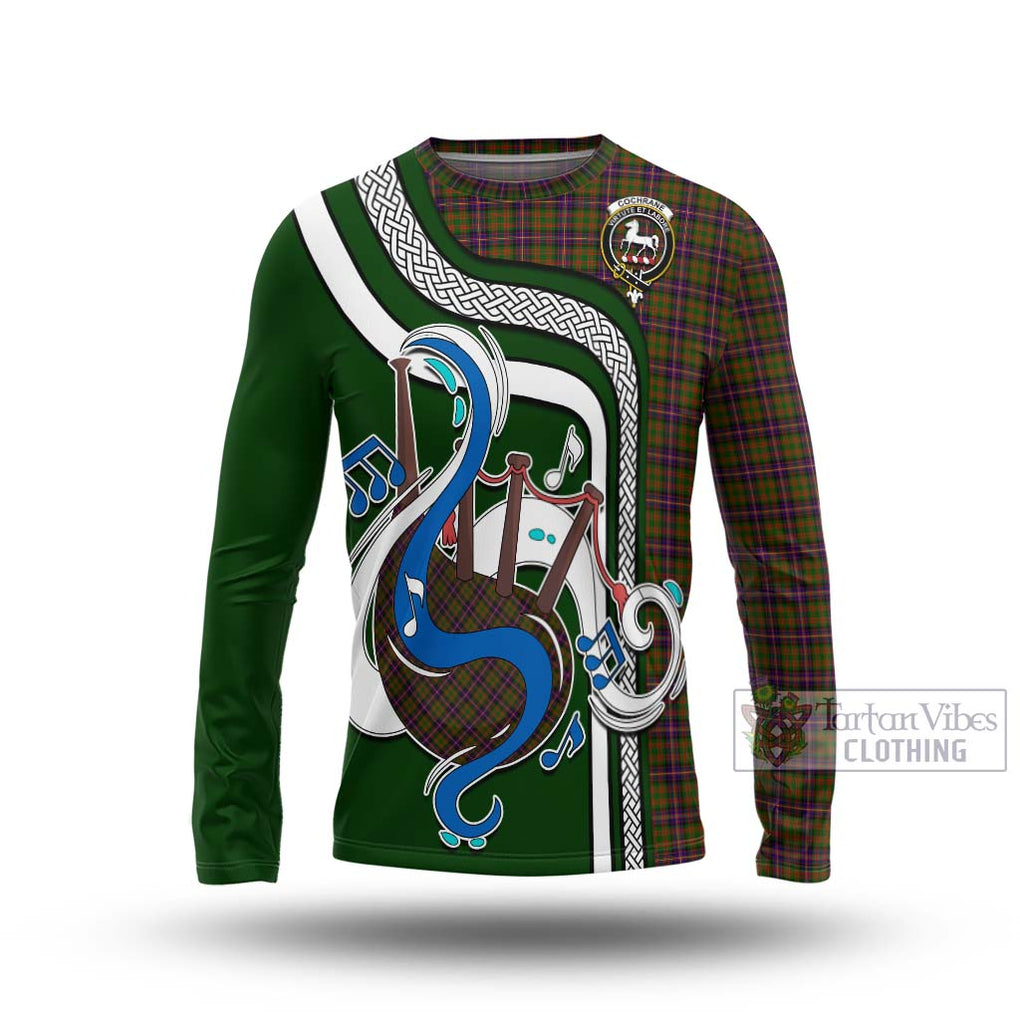 Tartan Vibes Clothing Cochrane Modern Tartan Long Sleeve T-Shirt with Epic Bagpipe Style