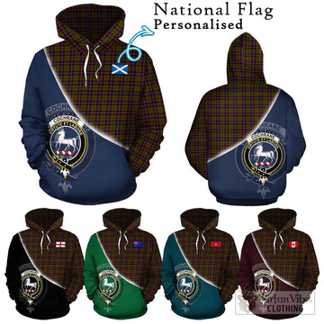 Cochrane Modern Tartan Hoodie with Personalised National Flag and Family Crest Half Style