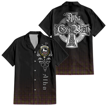 Cochrane Modern Tartan Short Sleeve Button Up Shirt Featuring Alba Gu Brath Family Crest Celtic Inspired