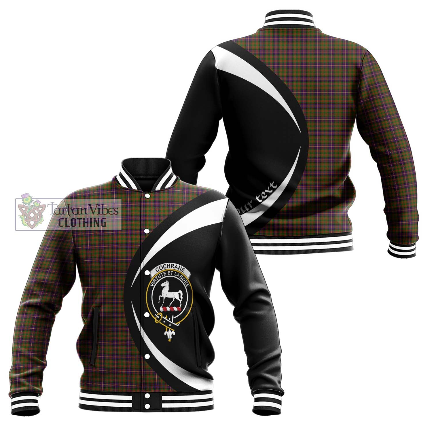 Cochrane Modern Tartan Baseball Jacket with Family Crest Circle Style Unisex - Tartan Vibes Clothing