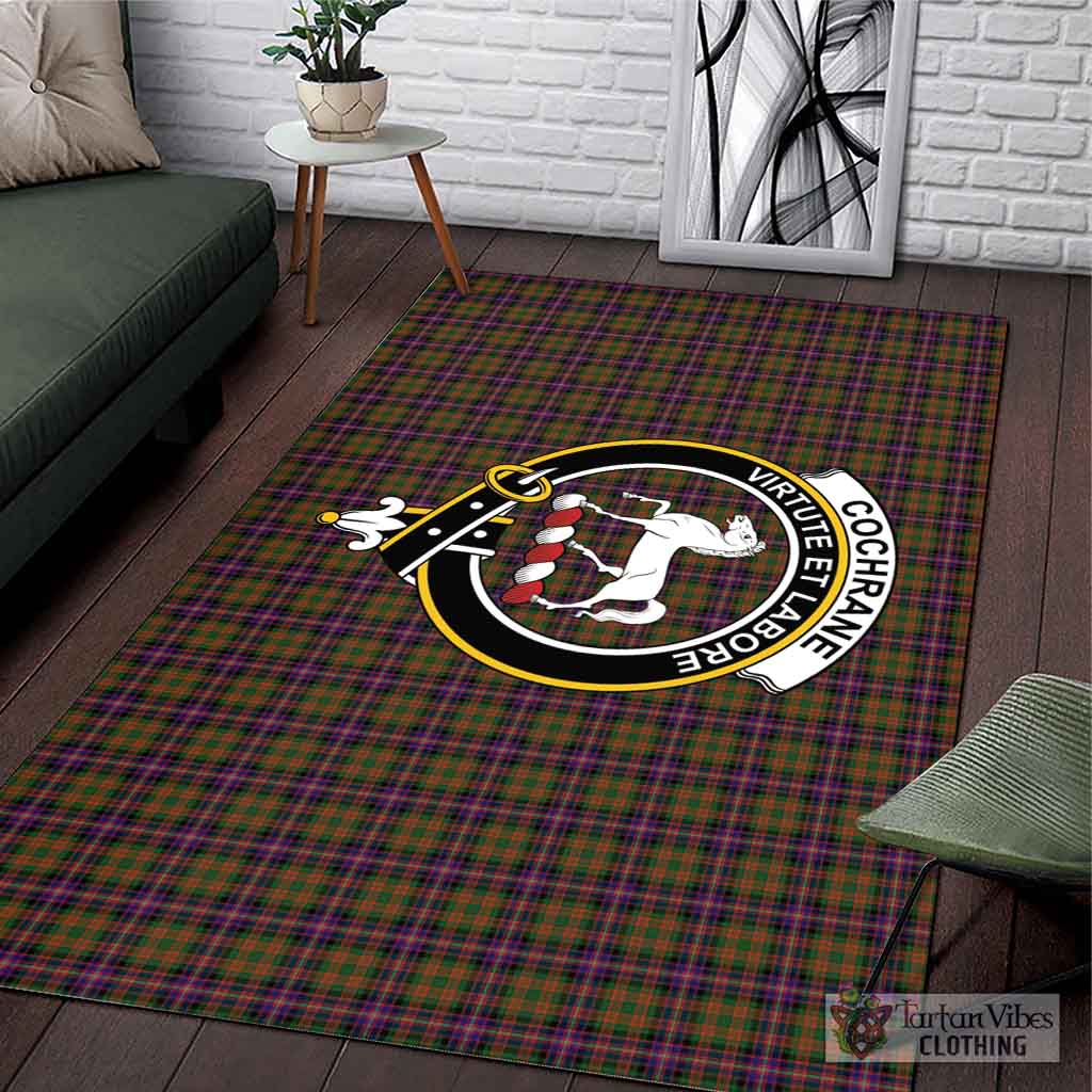 Tartan Vibes Clothing Cochrane Modern Tartan Area Rug with Family Crest