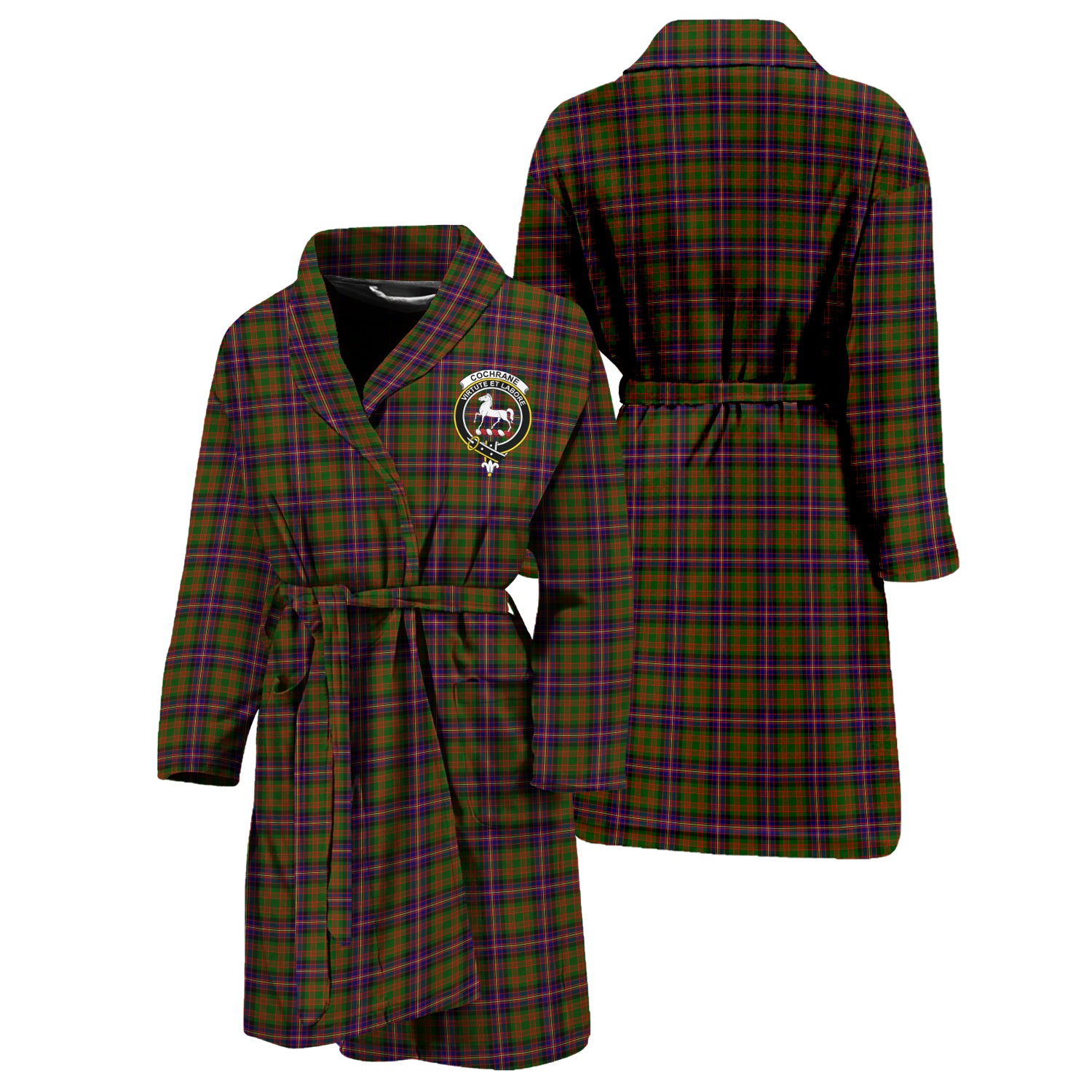 Cochrane Modern Tartan Bathrobe with Family Crest Unisex S - Tartan Vibes Clothing