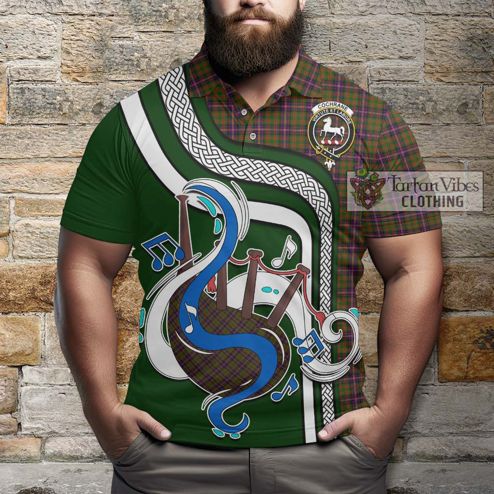 Tartan Vibes Clothing Cochrane Modern Tartan Polo Shirt with Epic Bagpipe Style