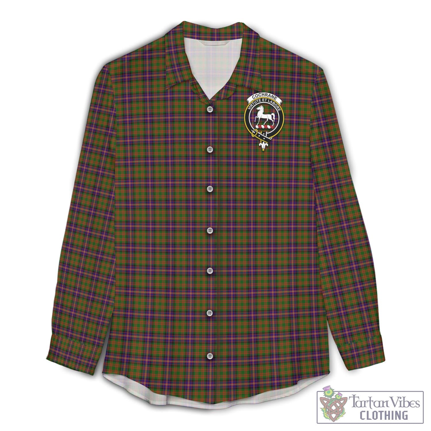 Tartan Vibes Clothing Cochrane Modern Tartan Womens Casual Shirt with Family Crest