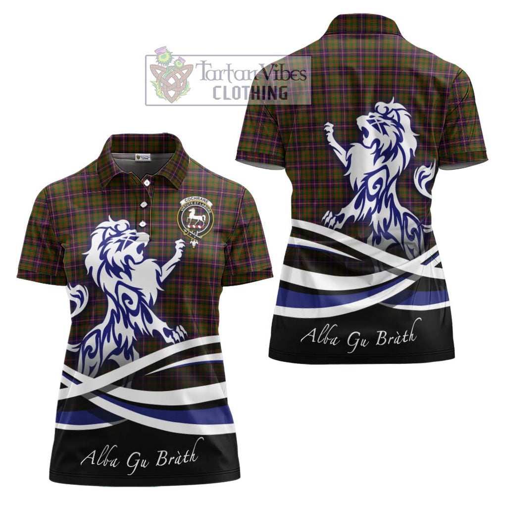 Cochrane Modern Tartan Women's Polo Shirt with Alba Gu Brath Regal Lion Emblem Women - Tartanvibesclothing Shop