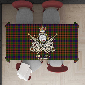 Cochrane Modern Tartan Tablecloth with Clan Crest and the Golden Sword of Courageous Legacy