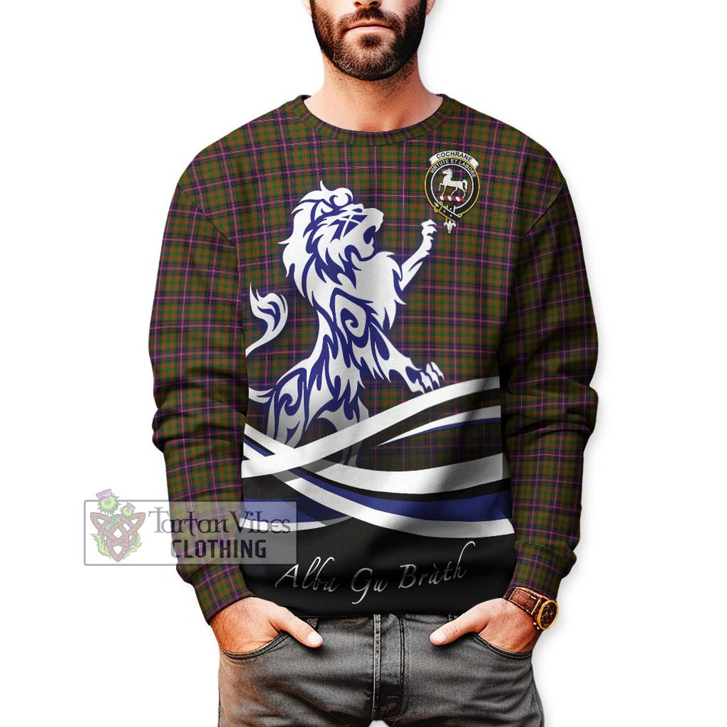 Cochrane Modern Tartan Sweatshirt with Alba Gu Brath Regal Lion Emblem Unisex - Tartanvibesclothing Shop