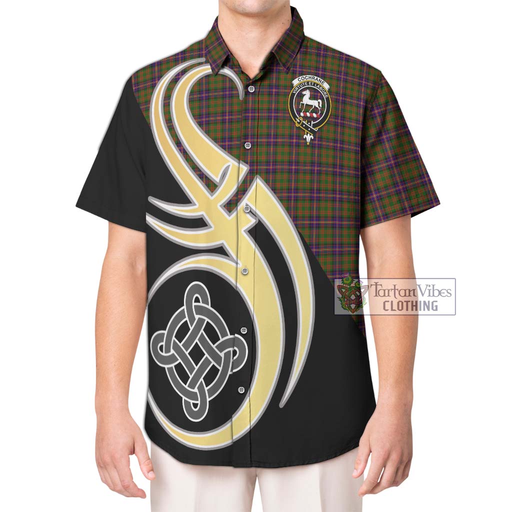 Cochrane Modern Tartan Short Sleeve Button Shirt with Family Crest and Celtic Symbol Style Kid - Tartan Vibes Clothing