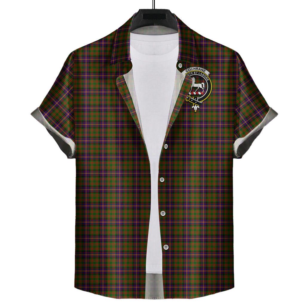 cochrane-modern-tartan-short-sleeve-button-down-shirt-with-family-crest