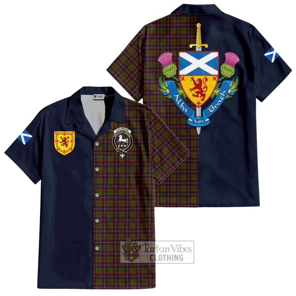 Tartan Vibes Clothing Cochrane Modern Tartan Short Sleeve Button Shirt with Scottish Lion Royal Arm Half Style