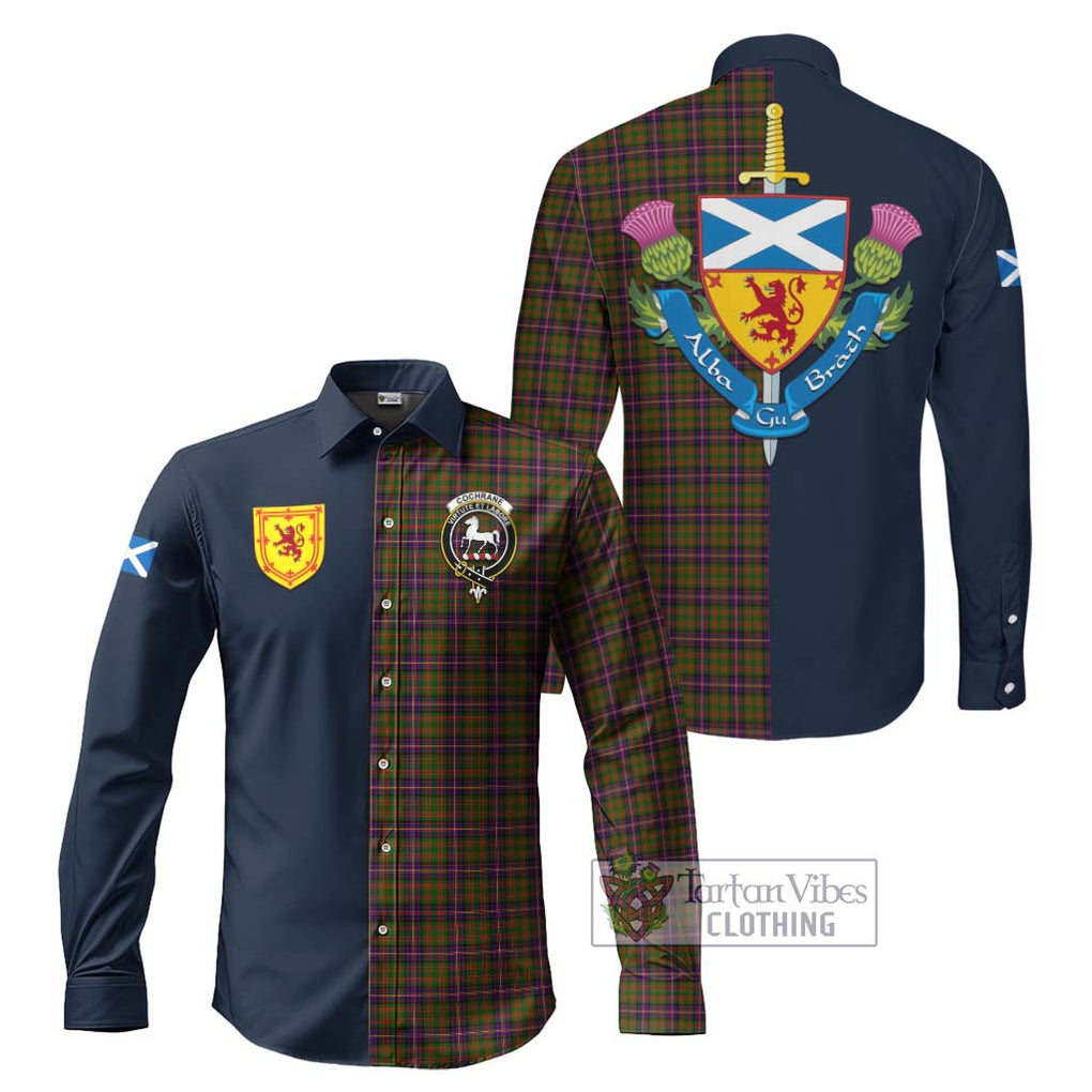 Tartan Vibes Clothing Cochrane Modern Tartan Long Sleeve Button Shirt with Scottish Lion Royal Arm Half Style