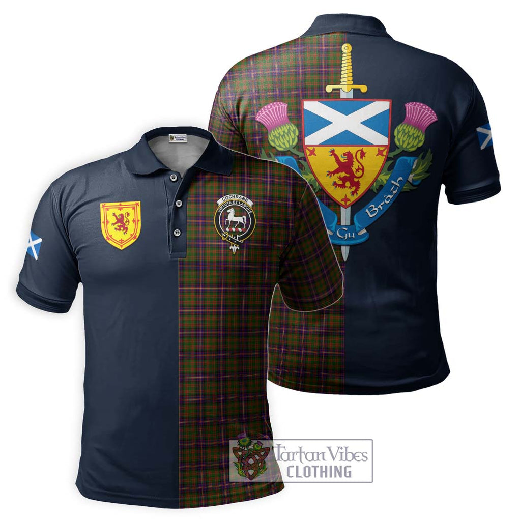 Tartan Vibes Clothing Cochrane Modern Tartan Polo Shirt with Scottish Lion Royal Arm Half Style