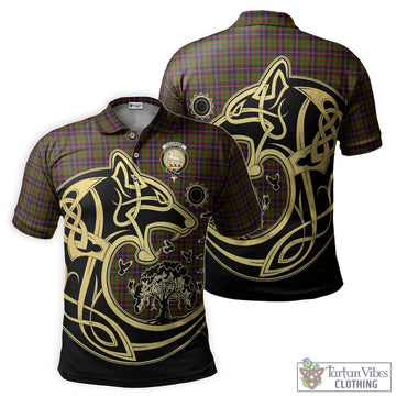 Cochrane Modern Tartan Polo Shirt with Family Crest Celtic Wolf Style