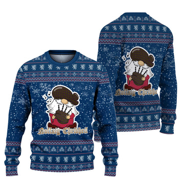 Cochrane Modern Clan Christmas Family Ugly Sweater with Funny Gnome Playing Bagpipes