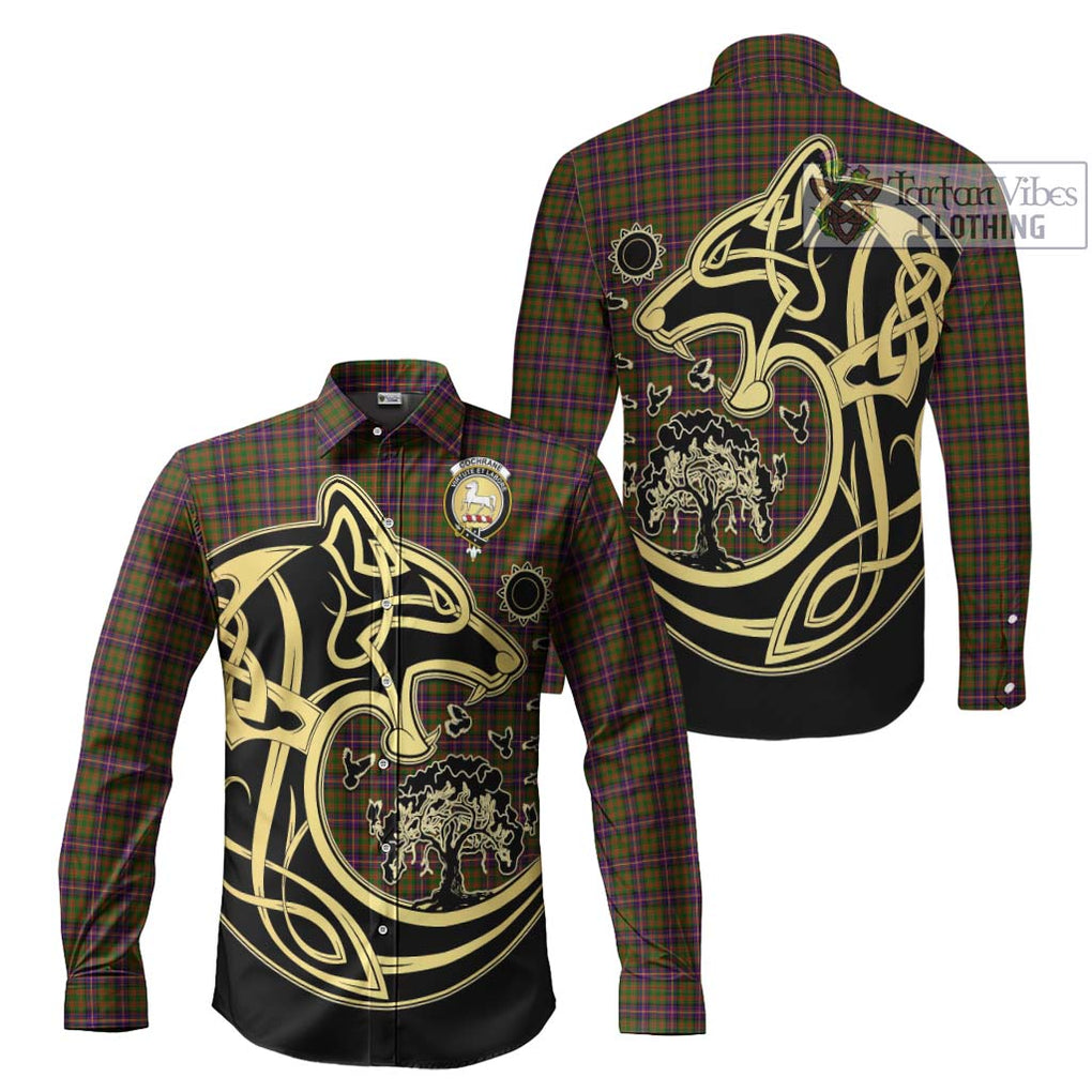 Cochrane Modern Tartan Long Sleeve Button Shirt with Family Crest Celtic Wolf Style Men's Shirt S - Tartan Vibes Clothing