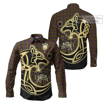 Cochrane Modern Tartan Long Sleeve Button Shirt with Family Crest Celtic Wolf Style