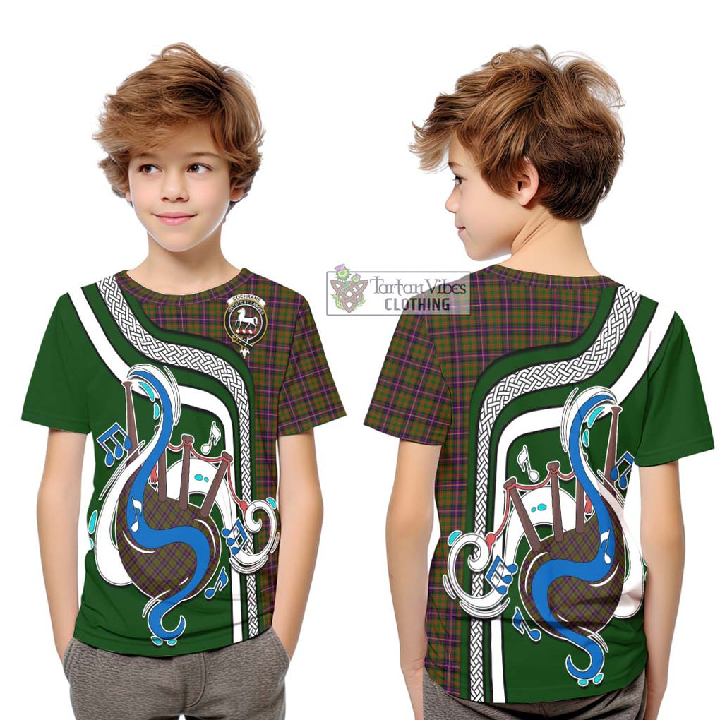 Tartan Vibes Clothing Cochrane Modern Tartan Kid T-Shirt with Epic Bagpipe Style