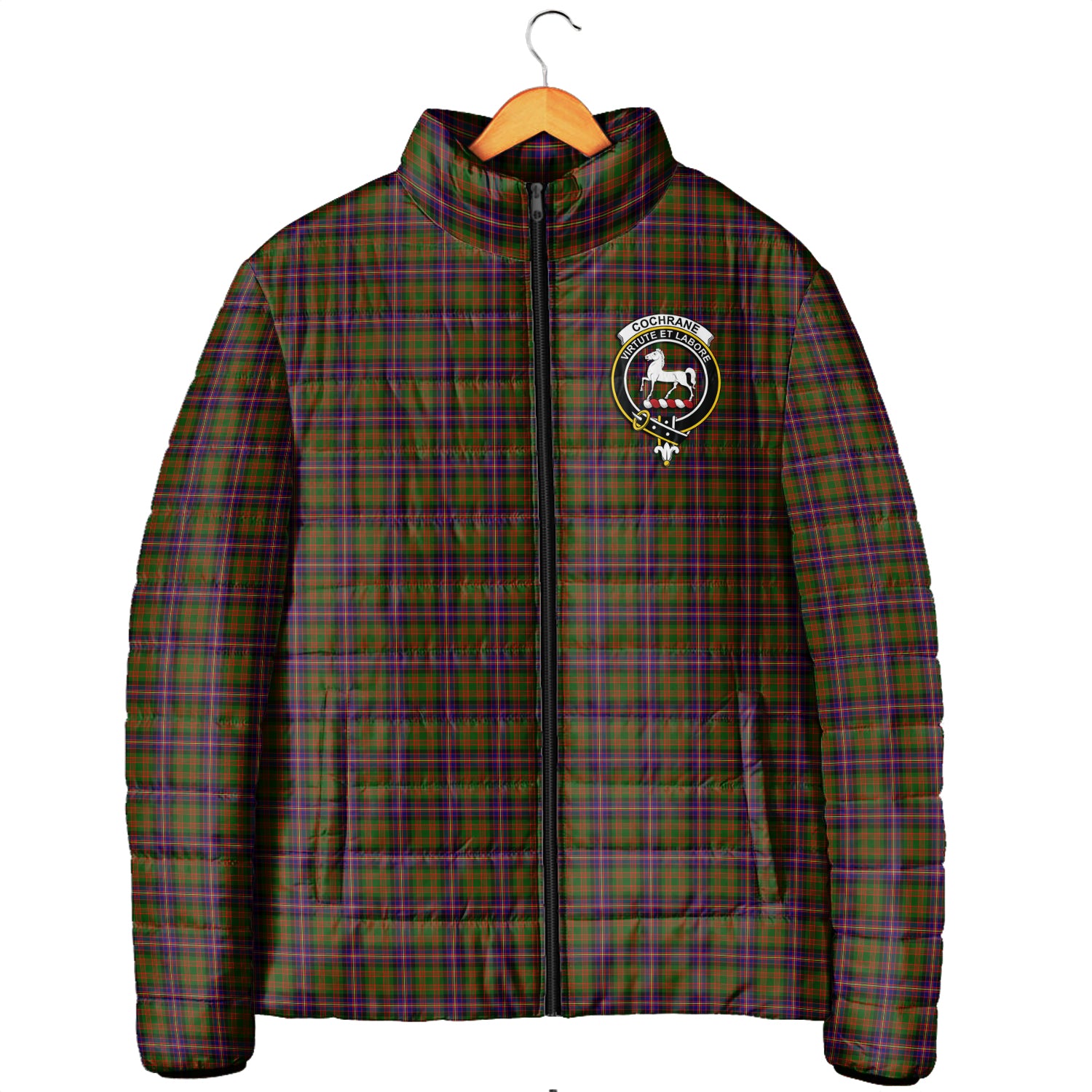 Cochrane Modern Tartan Padded Jacket with Family Crest Men's Padded Jacket - Tartan Vibes Clothing