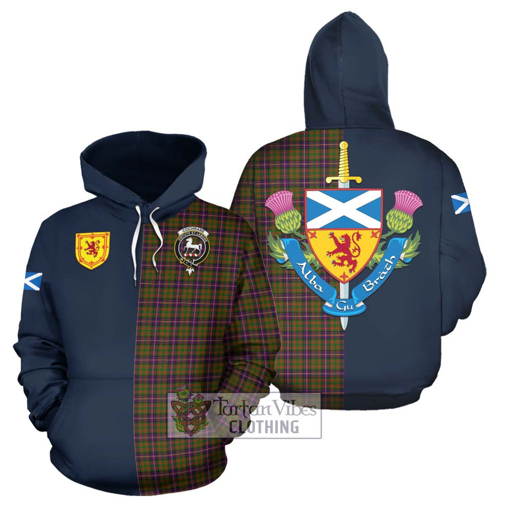 Tartan Vibes Clothing Cochrane Modern Tartan Hoodie with Scottish Lion Royal Arm Half Style