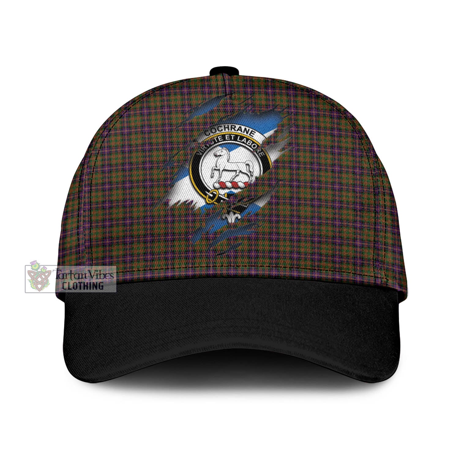 Tartan Vibes Clothing Cochrane Modern Tartan Classic Cap with Family Crest In Me Style