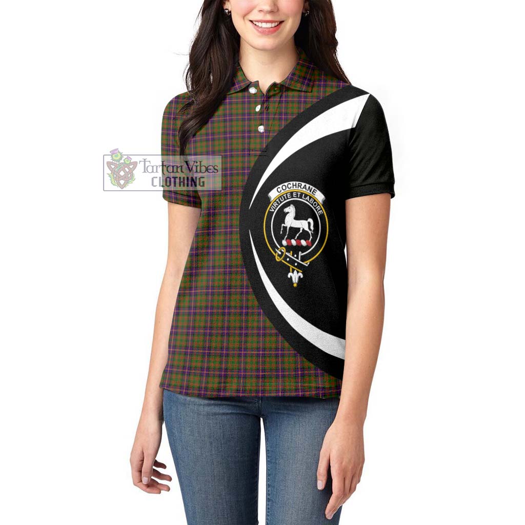 Cochrane Modern Tartan Women's Polo Shirt with Family Crest Circle Style - Tartan Vibes Clothing