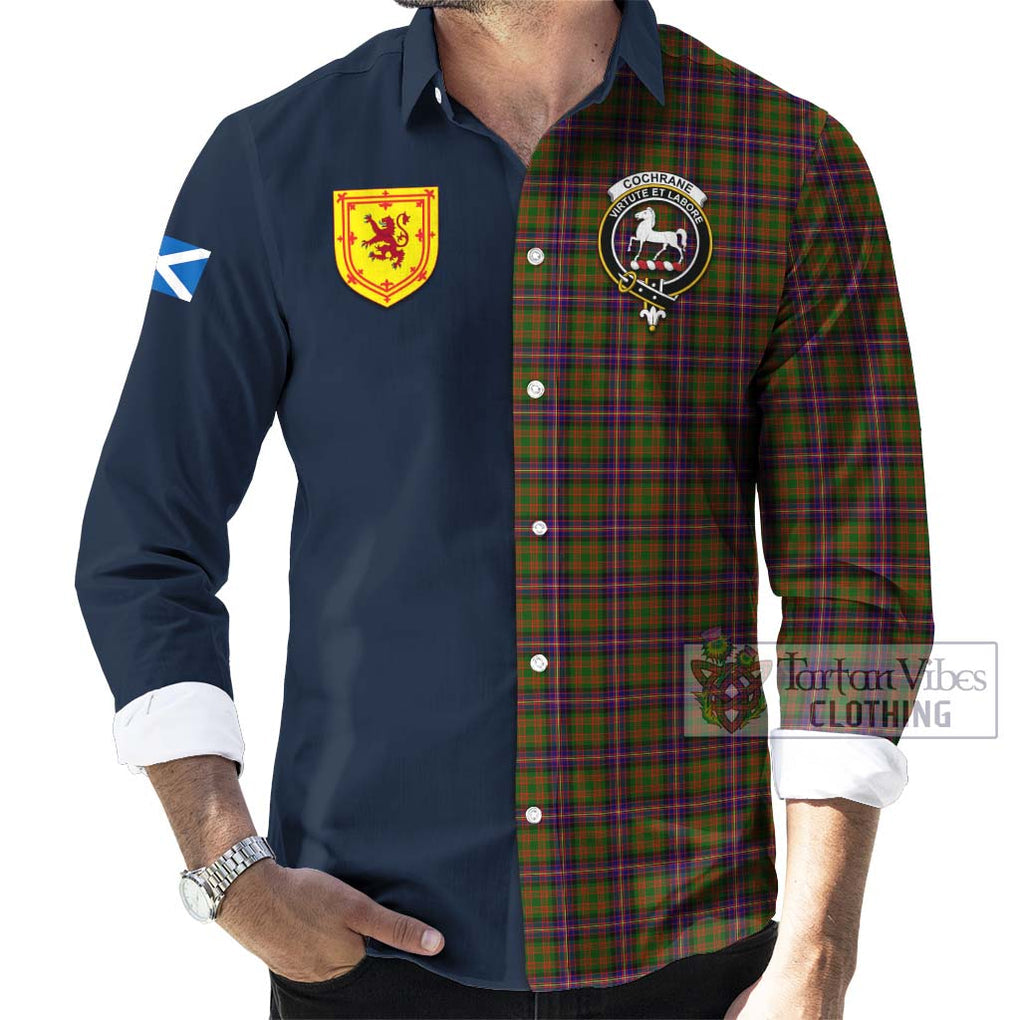 Tartan Vibes Clothing Cochrane Modern Tartan Long Sleeve Button Shirt with Scottish Lion Royal Arm Half Style