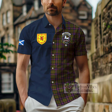 Cochrane Modern Tartan Short Sleeve Button Shirt Alba with Scottish Lion Royal Arm Half Style