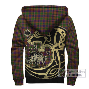 Cochrane Modern Tartan Sherpa Hoodie with Family Crest Celtic Wolf Style