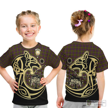 Cochrane Modern Tartan Kid T-Shirt with Family Crest Celtic Wolf Style