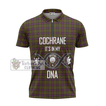 Cochrane Modern Tartan Zipper Polo Shirt with Family Crest DNA In Me Style