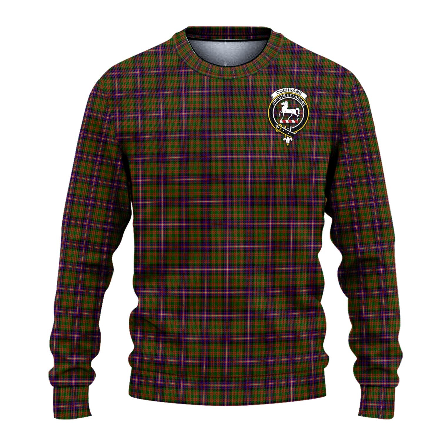 Cochrane Modern Tartan Knitted Sweater with Family Crest - Tartanvibesclothing