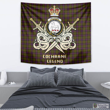 Cochrane Modern Tartan Tapestry with Clan Crest and the Golden Sword of Courageous Legacy