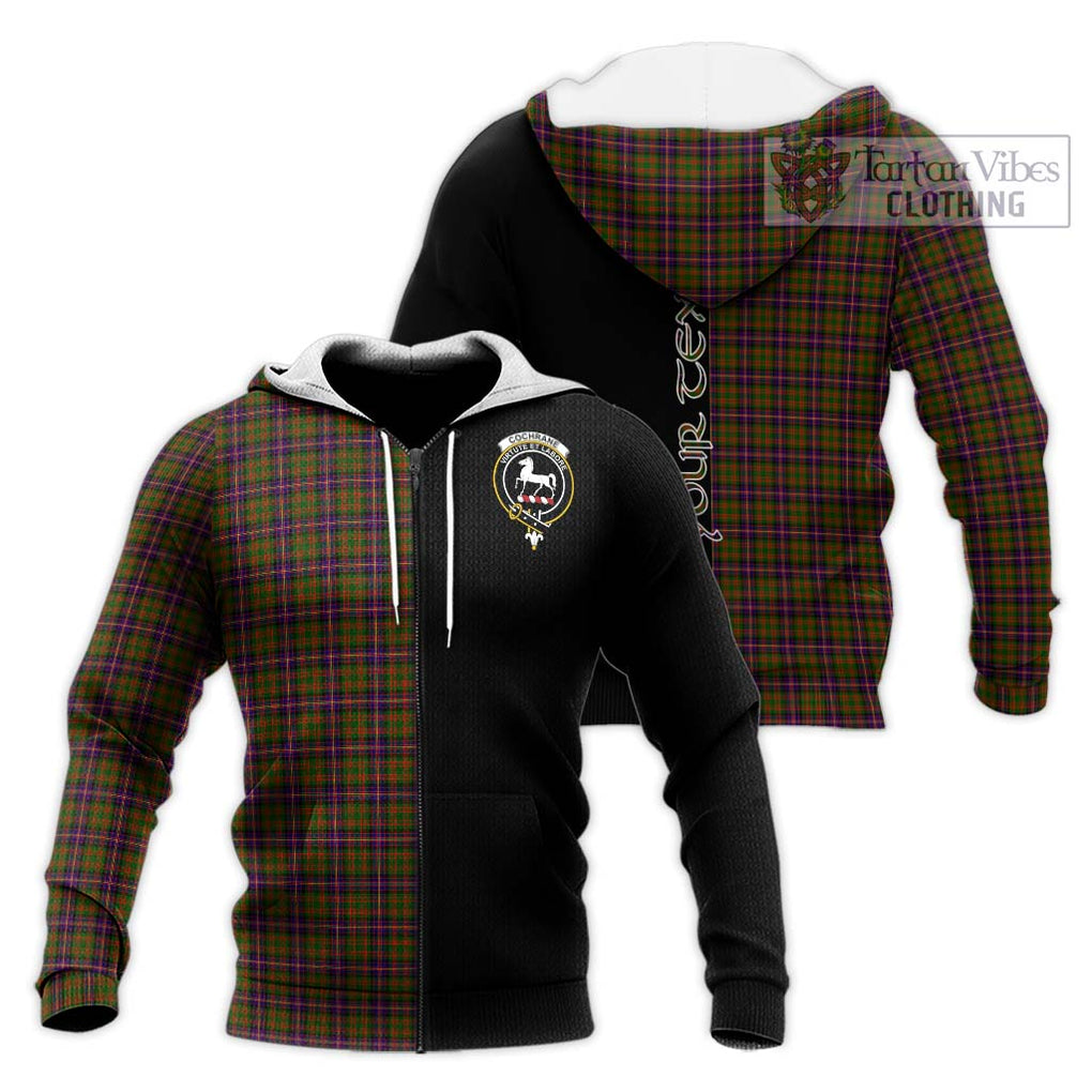 Cochrane Modern Tartan Knitted Hoodie with Family Crest and Half Of Me Style Unisex Knitted Zip Hoodie - Tartanvibesclothing Shop