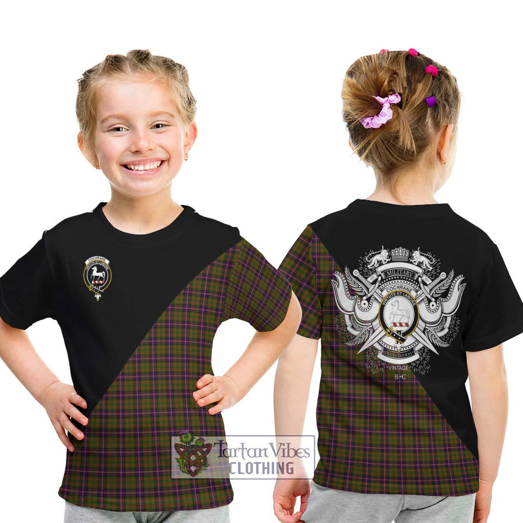 Cochrane Modern Tartan Kid T-Shirt with Family Crest and Military Logo Style - Tartanvibesclothing Shop